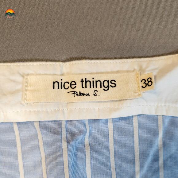 Nice Things Paloma S. Cropped Tank Top White Blue Striped Cotton Women's Size 6 - Picture 7 of 8